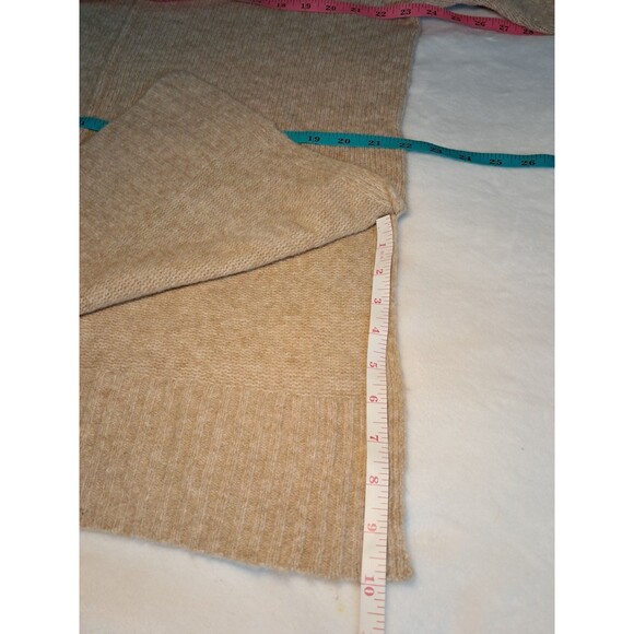 LOFT Size L Wool Blend Long Sleeve Crew Neck Reverse Seam Tunic Sweater Brown - Picture 7 of 10